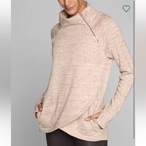 Athleta Cozy Karma Asym Pullover Sweatshirt Rose Gold super XS oversized EUC‎